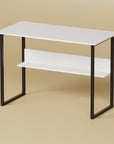Lukzer Metal Frame Computer Desk – Engineered Wood Top (White Frame/Oak Brown Board, Black Frame/White Board) (Model: STM-005)