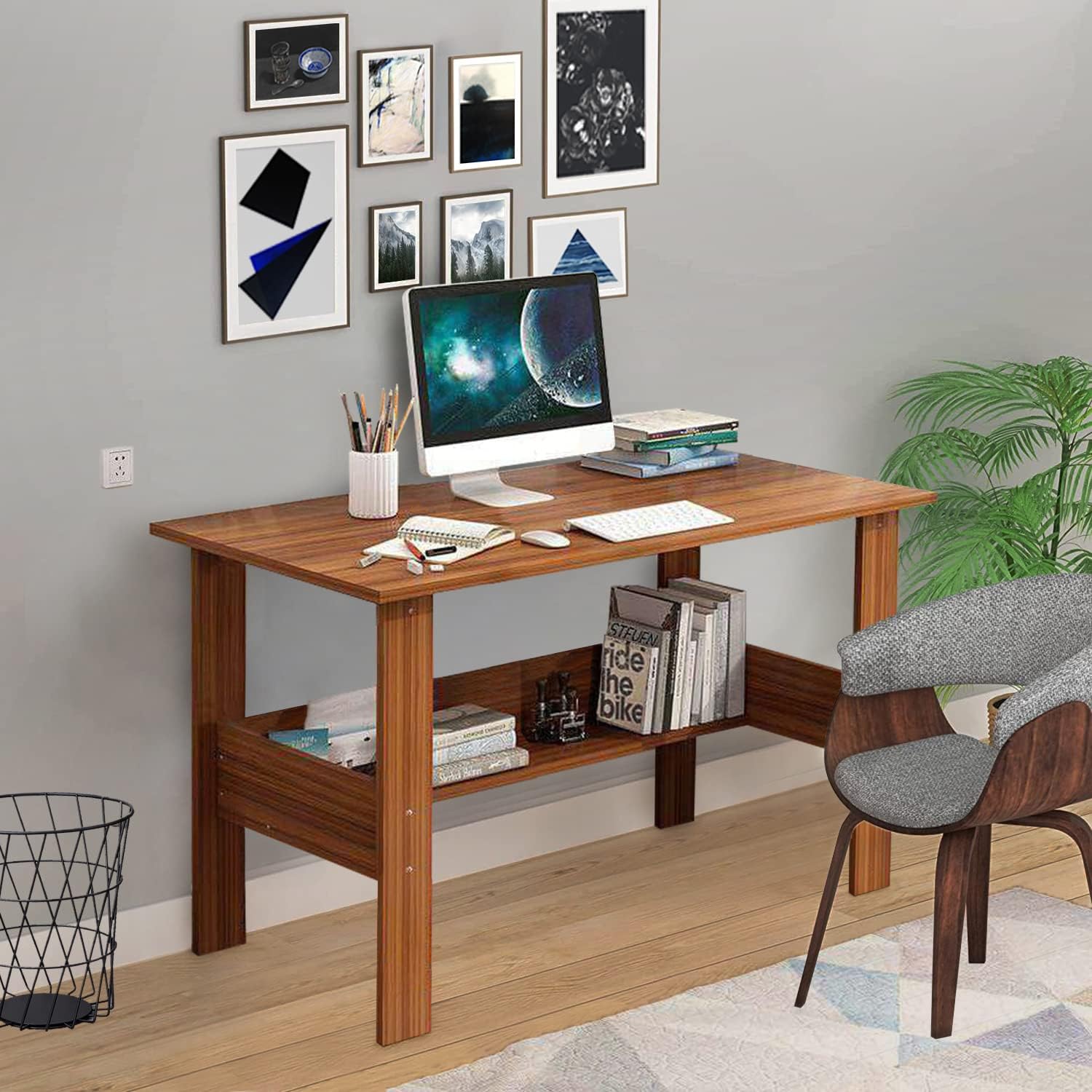 Lukzer Space-Saving Computer Table with Shelf – Modern Design, 7 Colors (ST-004)
