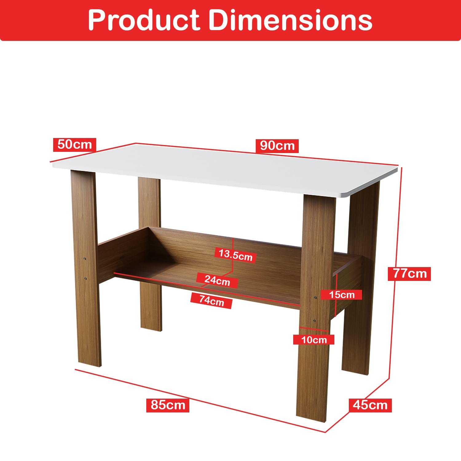 Lukzer Space-Saving Computer Table with Shelf – Modern Design, 7 Colors (ST-004)