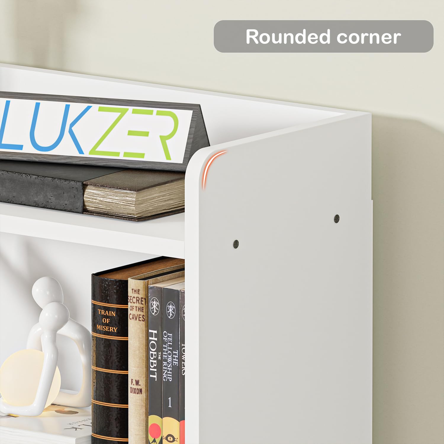 Lukzer 6-Layer Engineered Wood Bookshelf &amp; Open Display Rack – Multi-Purpose Organizer (White, Light Oak &amp; Oak Brown) | MR-007, 136x24x71cm