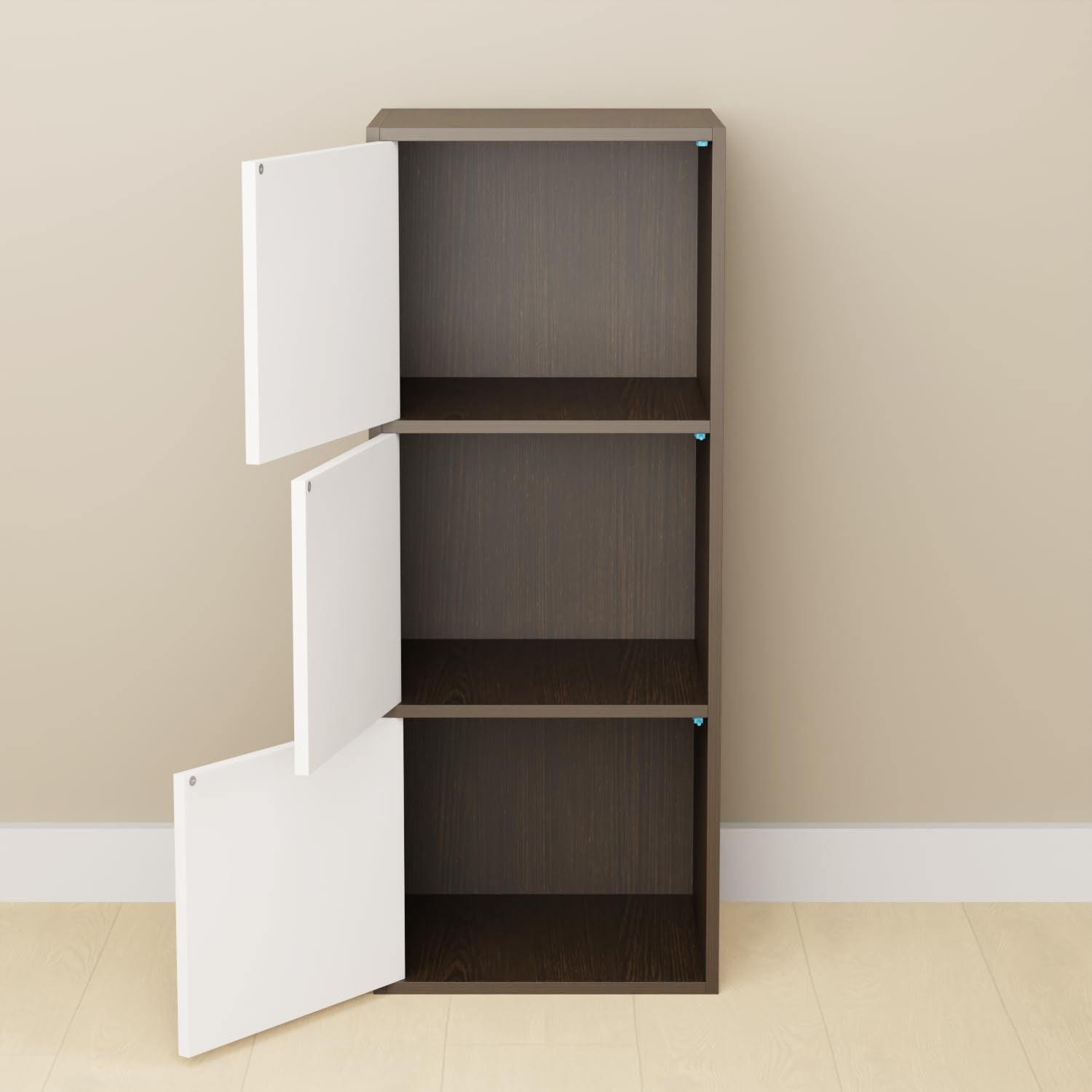 Lukzer 3-Layer Open Bookshelf &amp; Display Rack – Engineered Wood, Oak, Brown &amp; Wenge (MR-017)