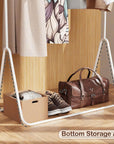 Lukzer Minimalist Single Rod Garment Stand with Coat Hanger – Modern Look (Black/White, 150x81.5x41.5cm)