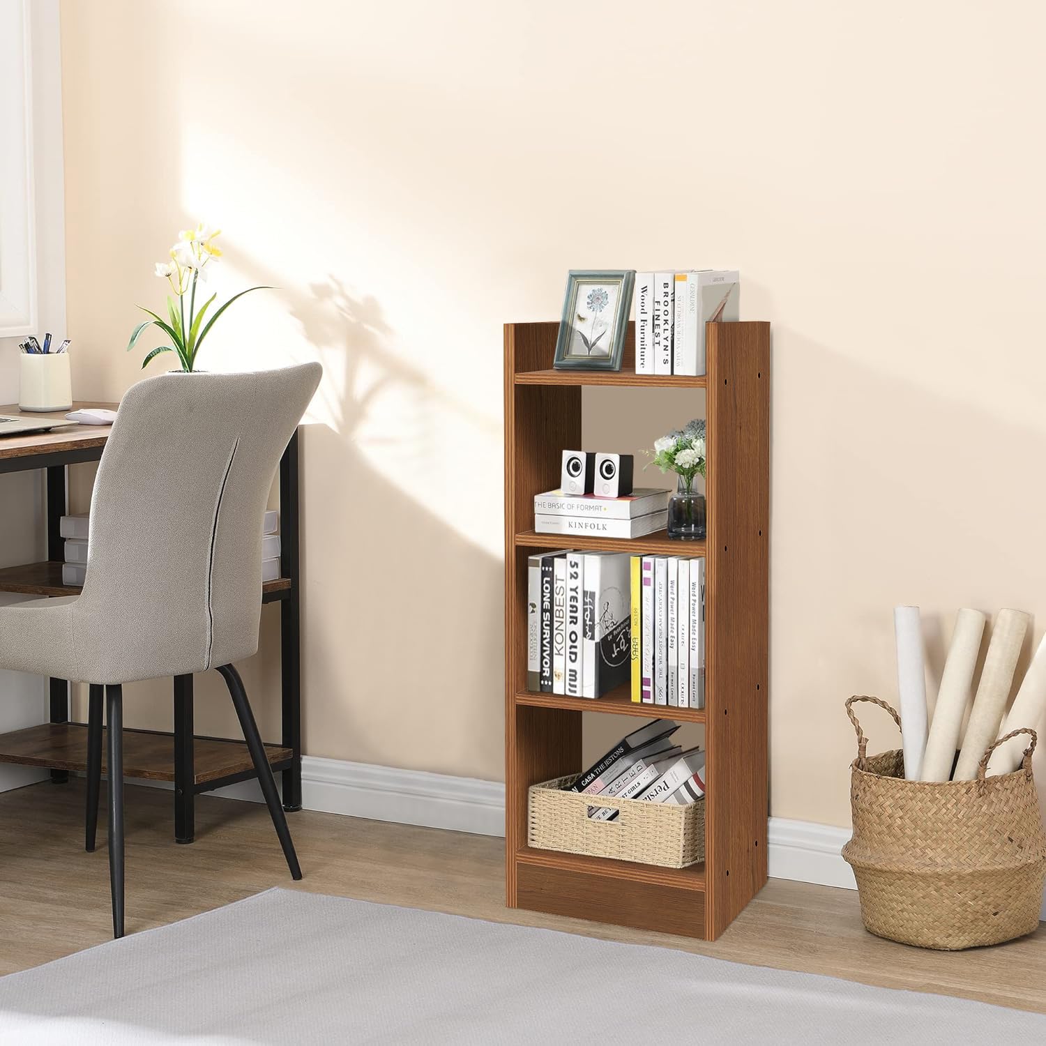 Lukzer 3-Layer Engineered Wood Multipurpose Rack &amp; Bookshelf – Light Oak, Oak, Brown, White, Wenge (MR-010, 90x33x24 cm)