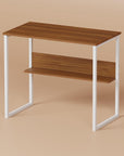 Lukzer STM-004 Sturdy Computer Desk – Metal Frame, Engineered Wood Top (White/Oak Brown, Black/White)
