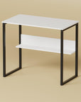 Lukzer STM-004 Sturdy Computer Desk – Metal Frame, Engineered Wood Top (White/Oak Brown, Black/White)