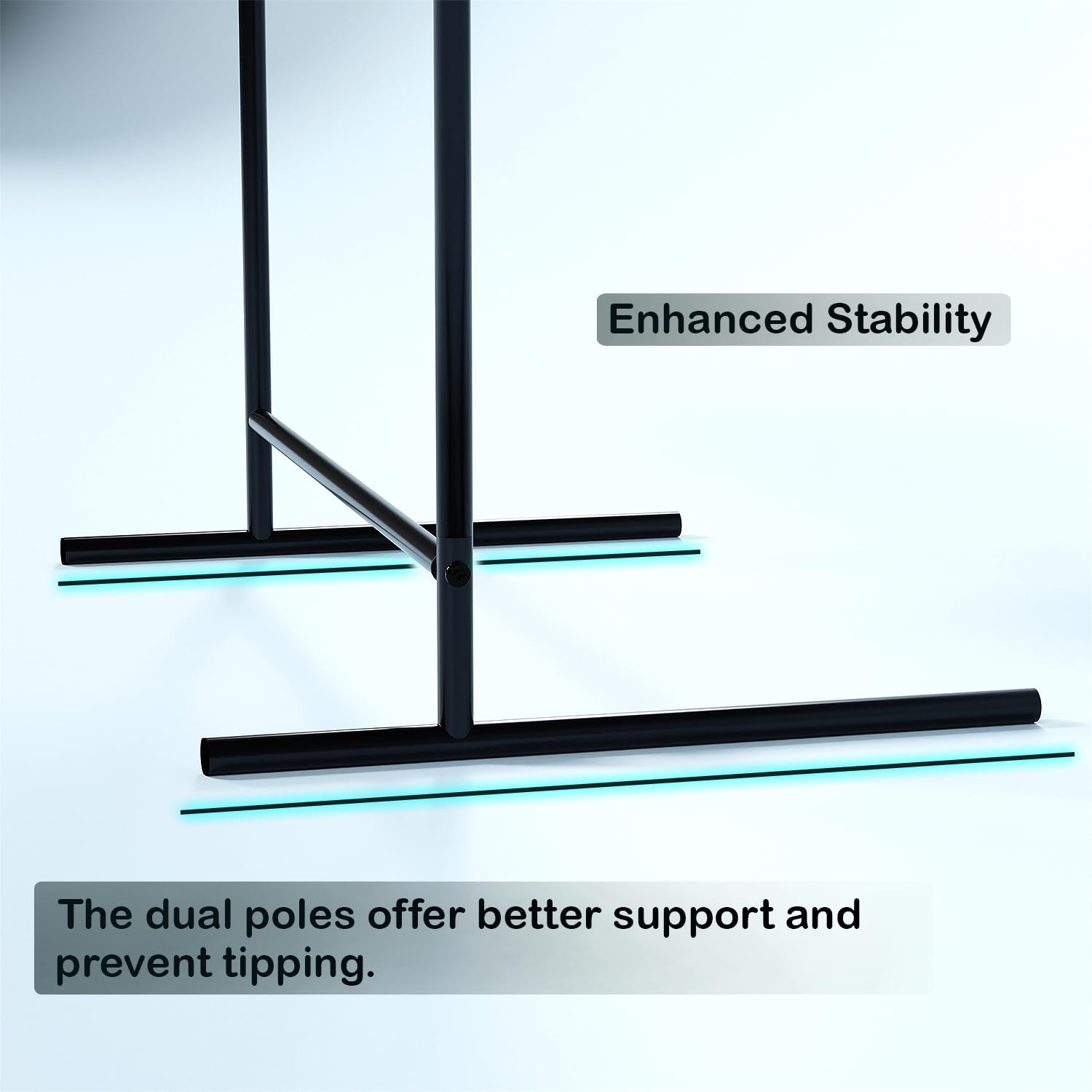 Lukzer Curve Design Double Pole Garment Rack – Sturdy Clothing Stand (Black, 160x63x43.5cm)