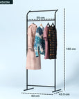 Lukzer Curve Design Double Pole Garment Rack – Sturdy Clothing Stand (Black, 160x63x43.5cm)