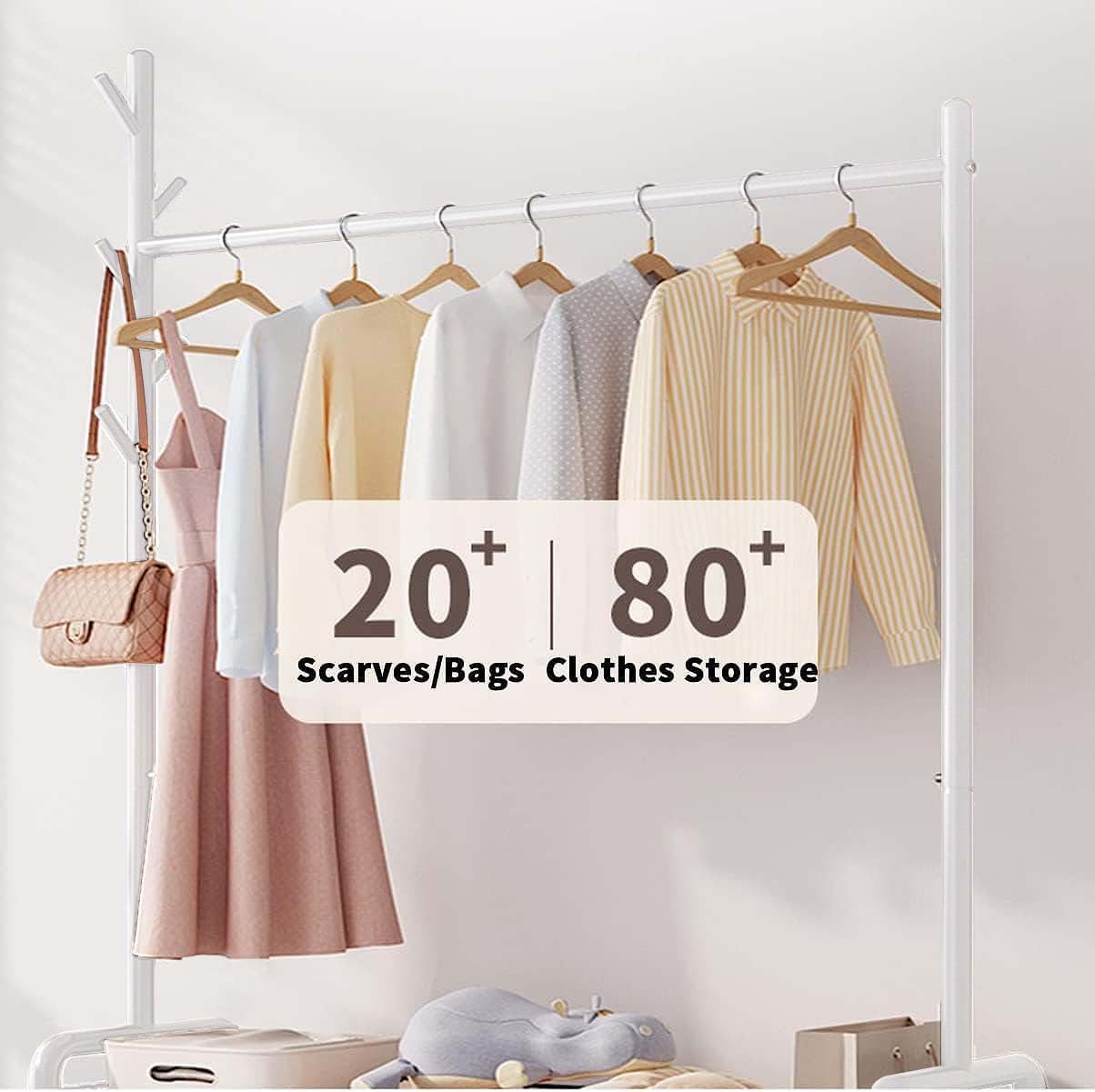 Lukzer 2-Bottom Shelf Garment Stand – Mesh Design, 90cm (Gold/Black/White)