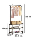 Lukzer Metal Garment Stand with 2 & 3 Bottom Shelves – Durable Clothing Organizer (Black/White)