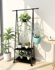 Lukzer A-Shape Garment Rack with 2 Bottom Shelves – Black & White (AS-02)