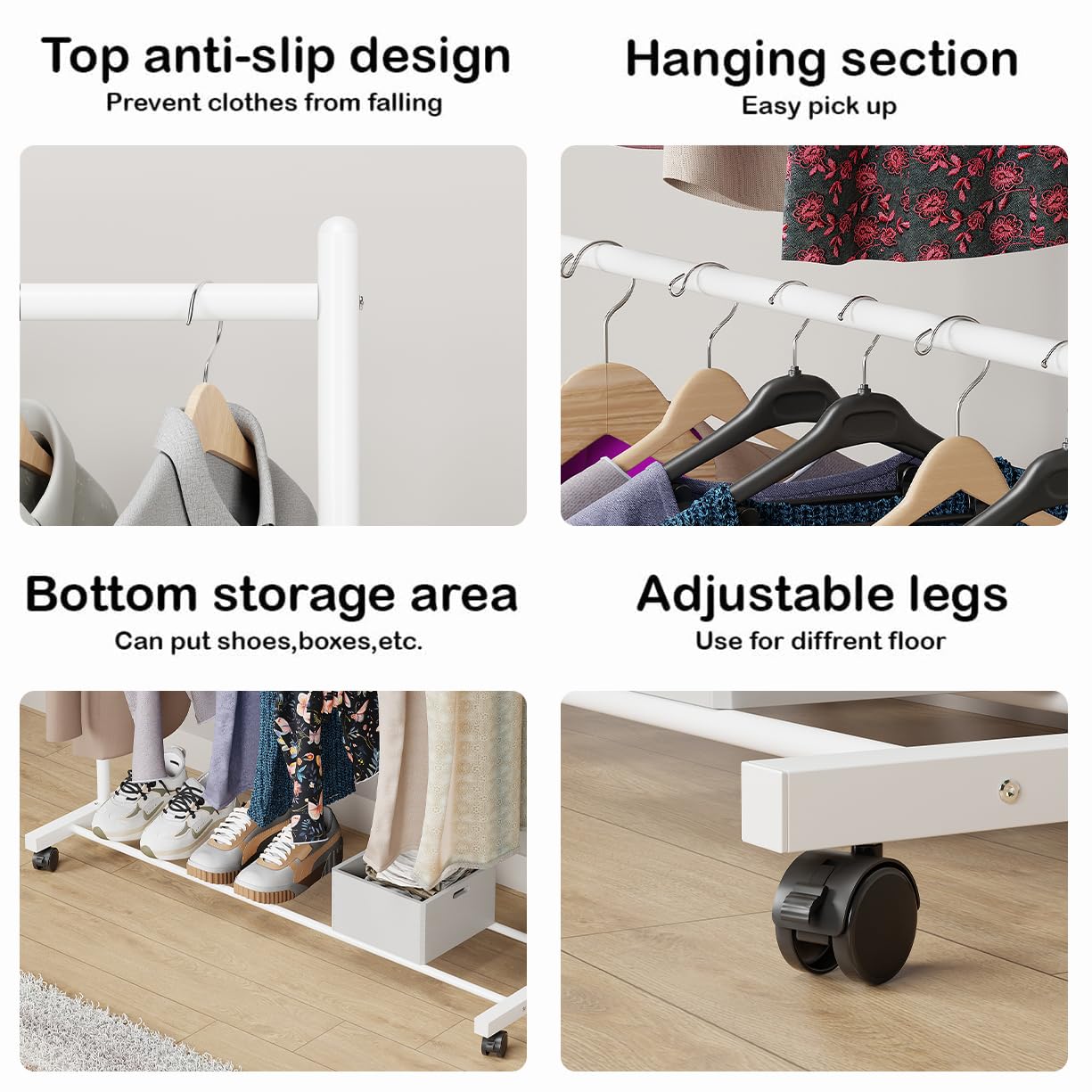 Lukzer Double Rod Cloth Stand &amp; Garment Rack – Sturdy Storage Organizer (Black/White, Model: MGS-006)