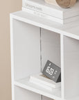 Lukzer 8-Shelf Engineered Wood Bookshelf & Open Display Rack – Dual Color (White & Oak Brown) | MR-009, 110x60x28 cm