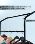 Lukzer Curve Design Double Pole Garment Rack – Sturdy Clothing Stand (Black, 160x63x43.5cm)