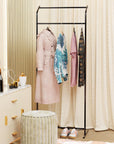 Lukzer Curve Design Double Pole Garment Rack – Sturdy Clothing Stand (Black, 160x63x43.5cm)