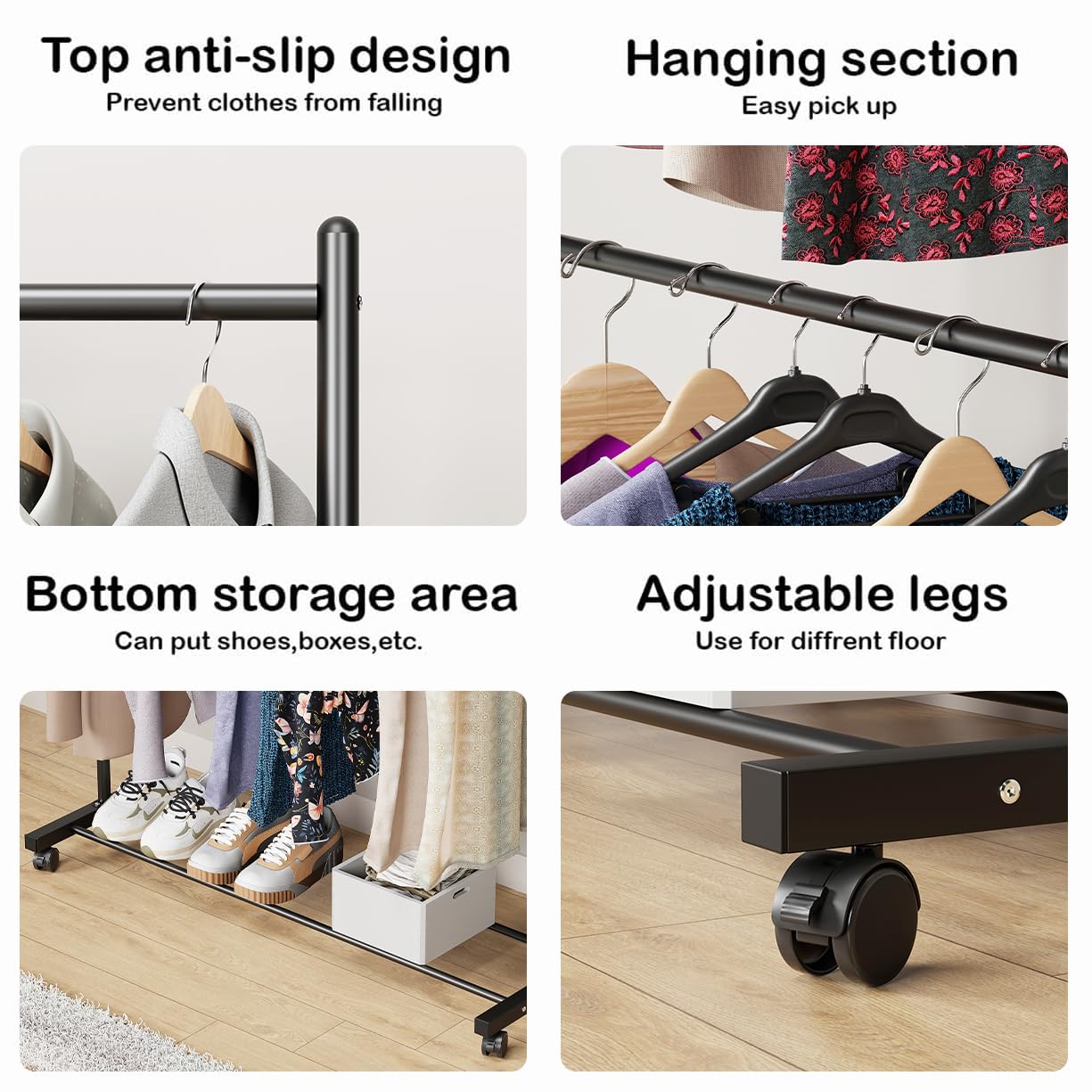 Lukzer Double Rod Cloth Stand &amp; Garment Rack – Sturdy Storage Organizer (Black/White, Model: MGS-006)