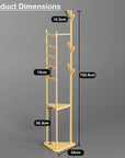 Lukzer Triangular Bamboo Coat Rack – Natural Finish, Space-Saving Design (34x34x110cm)