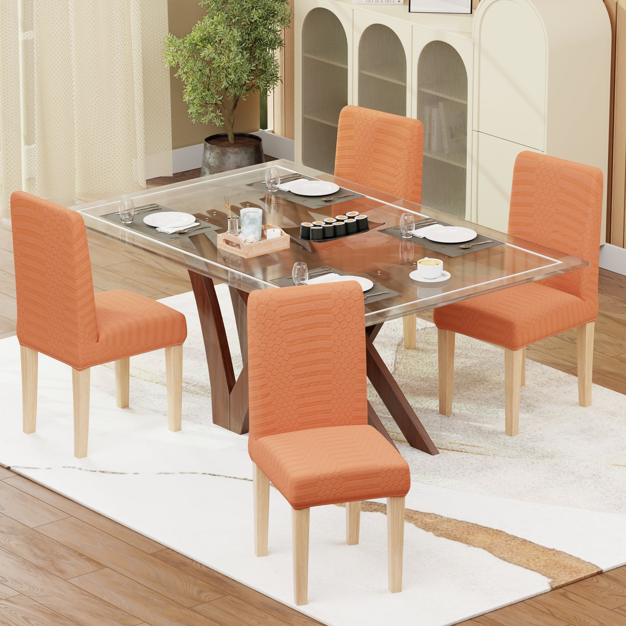 Jacquard Chair Covers (Pastel Dotted Stripe Pattern)