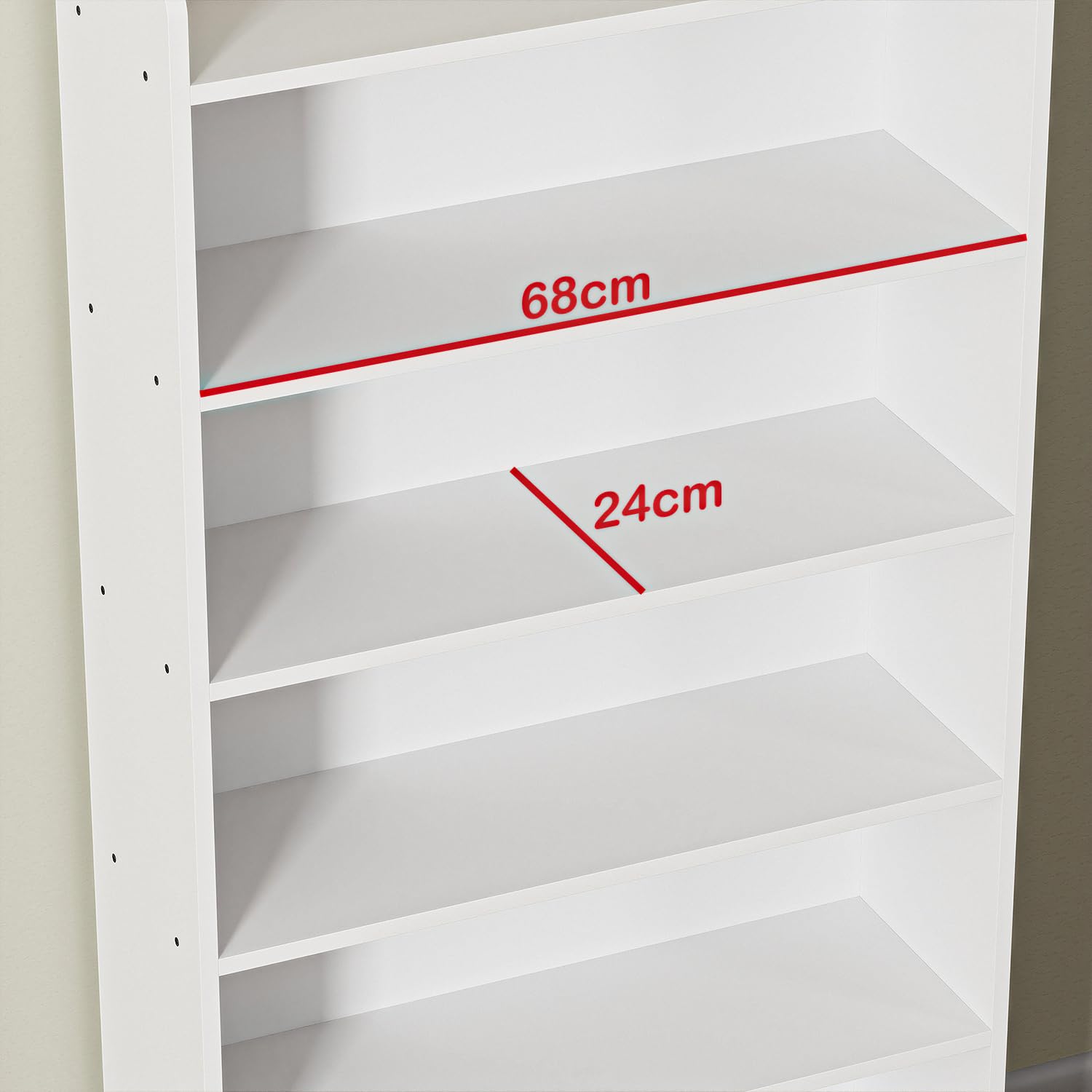 Lukzer 6-Layer Engineered Wood Bookshelf &amp; Open Display Rack – Multi-Purpose Organizer (White, Light Oak &amp; Oak Brown) | MR-007, 136x24x71cm
