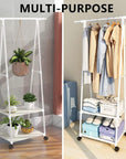 Lukzer A-Shape Garment Rack with 2 Bottom Shelves – Black & White (AS-02)
