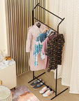 Lukzer Curve Design Double Pole Garment Rack – Sturdy Clothing Stand (Black, 160x63x43.5cm)
