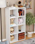 Lukzer 8-Shelf Engineered Wood Bookshelf & Open Display Rack – Dual Color (White & Oak Brown) | MR-009, 110x60x28 cm
