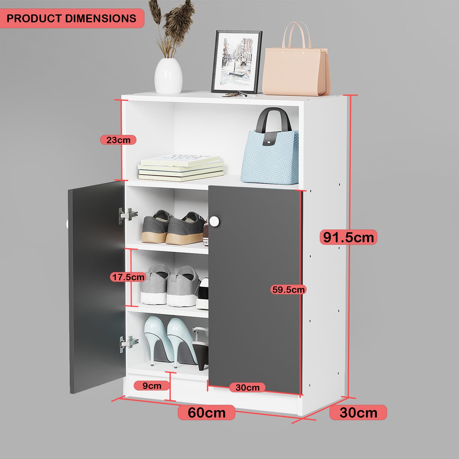 Lukzer 4-Layer Shoe Rack with Doors – Space-Saving Storage Organizer (Model: SR-003)