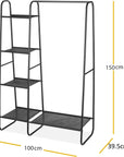 Lukzer Multi-Layer A-Frame Garment Rack – 5+1 Storage Shelves (Black, 150x100x39.5cm)