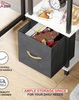 Lukzer Multipurpose Storage Rack – Metal Frame with Fabric Drawers (White/Oak Brown/Wenge, Model: MR-024)