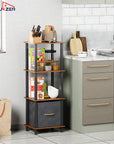 Lukzer Multipurpose Storage Rack – Metal Frame with Fabric Drawers (White/Oak Brown/Wenge, Model: MR-024)