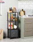 Lukzer Multipurpose Storage Rack – Metal Frame with Fabric Drawers (White/Oak Brown/Wenge, Model: MR-024)