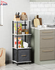 Lukzer Multipurpose Storage Rack – Metal Frame with Fabric Drawers (White/Oak Brown/Wenge, Model: MR-024)