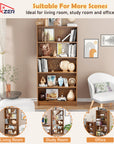 Lukzer Engineered Wood Bookshelf (MR-032) | Open Display Rack – Oak Brown, Wenge, White