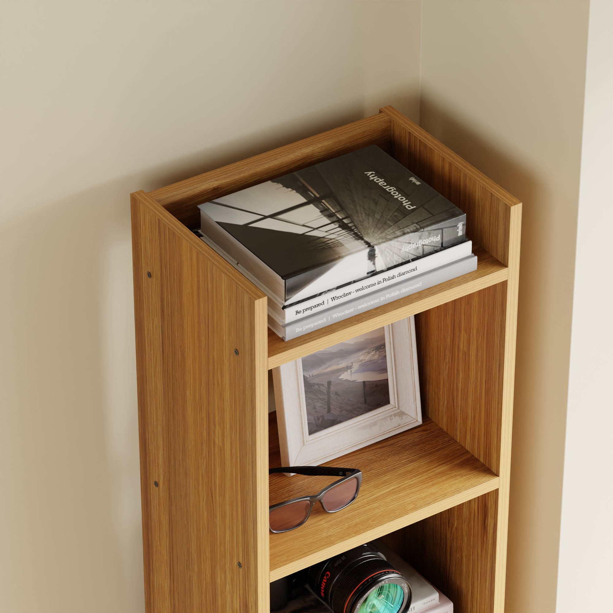 Lukzer 6-Layer Open Bookshelf &amp; Display Rack – Engineered Wood, White, Wenge, Oak, Brown, Light Oak, Lava, Mist, Charcoal, Ember (MR-005)