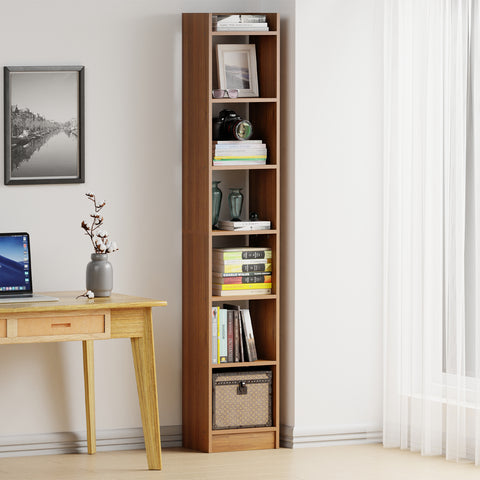 Lukzer 6-Layer Open Bookshelf & Display Rack – Engineered Wood, White, Wenge, Oak, Brown, Light Oak, Lava, Mist, Charcoal, Ember (MR-005)