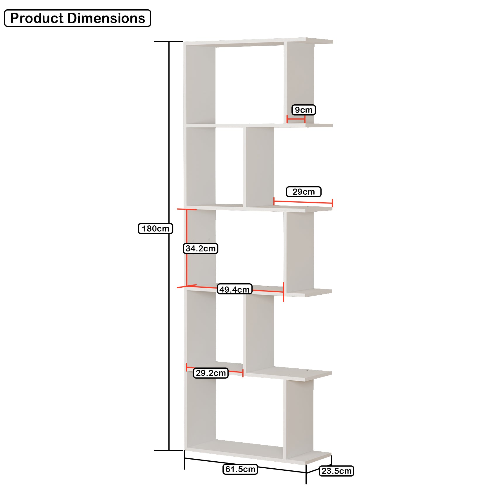 Lukzer Engineered Wood 5-Tier Storage Shelf – Minimalist Bookshelf (MR-018) | Oak Brown, Wenge, White