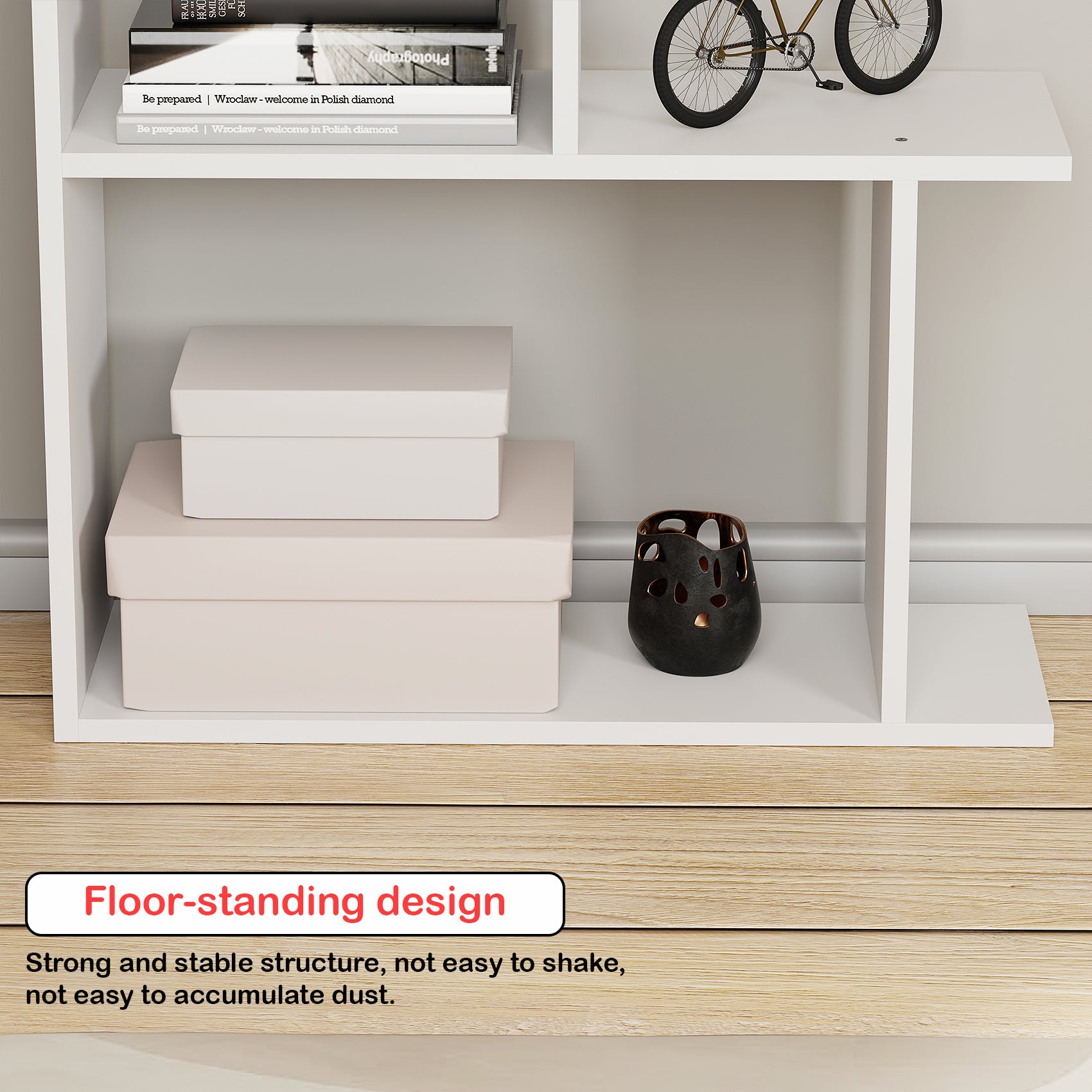 Lukzer Engineered Wood 5-Tier Storage Shelf – Minimalist Bookshelf (MR-018) | Oak Brown, Wenge, White