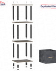 Lukzer Multipurpose Storage Rack – Metal Frame with Fabric Drawers (White/Oak Brown/Wenge, Model: MR-024)