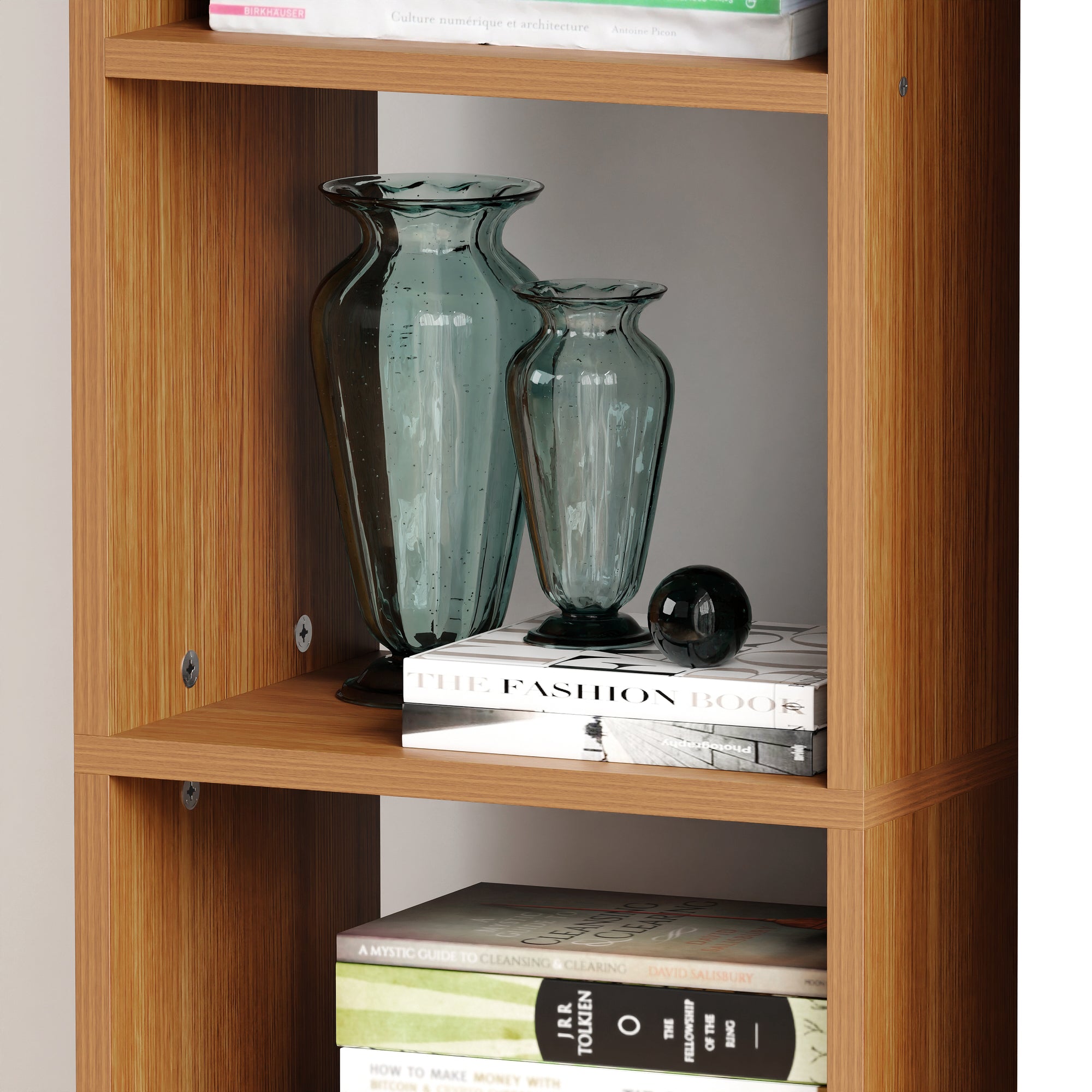Lukzer 6-Layer Open Bookshelf &amp; Display Rack – Engineered Wood, White, Wenge, Oak, Brown, Light Oak, Lava, Mist, Charcoal, Ember (MR-005)